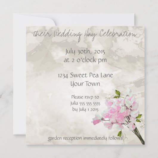 PINK SWEET PEAS  MASON JAR WATERVERF KAART (Achterkant)