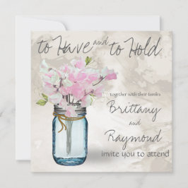 PINK SWEET PEAS  MASON JAR WATERVERF KAART