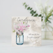 PINK SWEET PEAS  MASON JAR WATERVERF KAART (Staand voorkant)