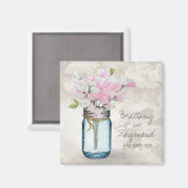 PINK SWEET PEAS MASON JAR WATERVERF MAGNEET (Voorkant / Achterkant)