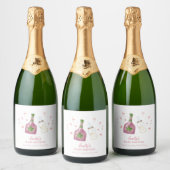 Pink Sweet Poppin Champagne Bottles Baby shower Sparkling Wijnetiket (Flessen)