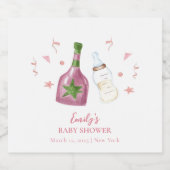 Pink Sweet Poppin Champagne Bottles Baby shower Sparkling Wijnetiket (Enkel label)