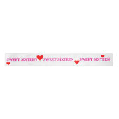 Pink Sweet Sixteen Red Hearts  Satijnen Lint (Voorkant)