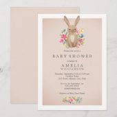 Pink Sweet Woodland Bunny Baby shower Uitnodiging (Voorkant / Achterkant)