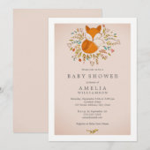Pink Sweet Woodland Fox Baby shower Uitnodiging (Voorkant / Achterkant)