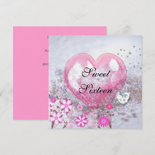 Pink SWEET ZESTIEN 16e Verjaardagsfeest Kaart (Voorkant / Achterkant)