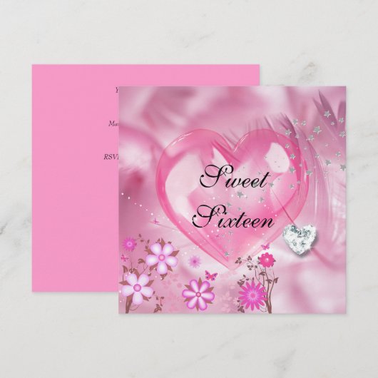 Pink SWEET ZESTIEN 16e Verjaardagsfeest Kaart (Voorkant / Achterkant)
