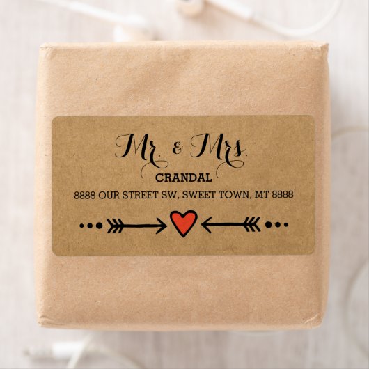 Pink Sweethearts & Arrows Rustic - Mr & Mrs Etiket (Insitu)