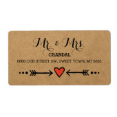 Pink Sweethearts & Arrows Rustic - Mr & Mrs Etiket (Voorkant)