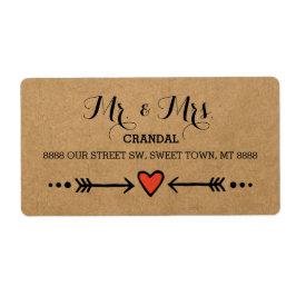 Pink Sweethearts & Arrows Rustic - Mr & Mrs Etiket