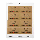 Pink Sweethearts & Arrows Rustic - Mr & Mrs Etiket (Full Sheet)