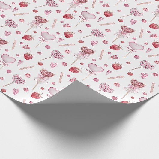 Pink Sweets Valentijnsdag Cadeaupapier (Hoek)