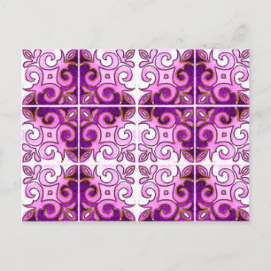 Pink Swirl geïnspireerd door de Portugese Azulejos Briefkaart