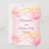Pink Swirls Gold Lithday Party Invitation Save The Date (Voorkant)