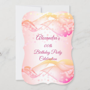 Pink Swirls Gold Lithday Party Invitation Save The Date