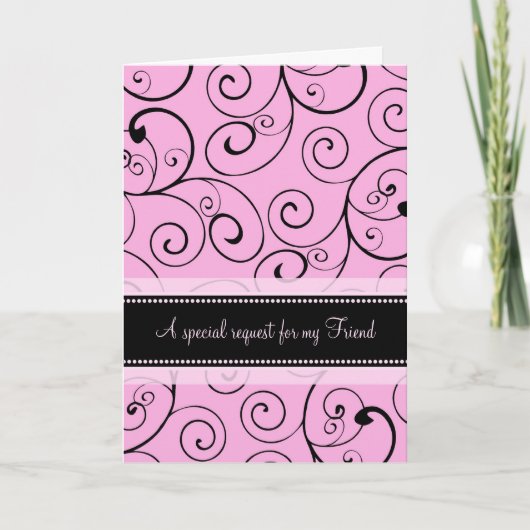 Pink Swirls Vriend Bruidsmeisje Uitnodiging Kaart (Voorkant)