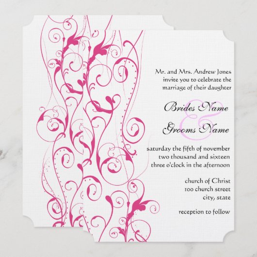 Pink Swirls Wedding Invitting Budget Gepland Klein Kaart (Voorkant / Achterkant)