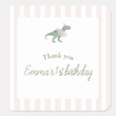 Pink T Rex Tutu Girl Thank You Sticker (Voorkant)