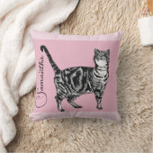 Pink Tabby Cat Cats Pink Girls Name Nursery Kussen (Deken)