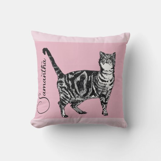 Pink Tabby Cat Cats Pink Girls Name Nursery Kussen (Voorkant)