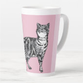 Pink Tabby Cat Cats Pink Girls Name Nursery Latte Mok (Rechterhoek)