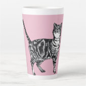 Pink Tabby Cat Cats Pink Girls Name Nursery Latte Mok (Voorkant)