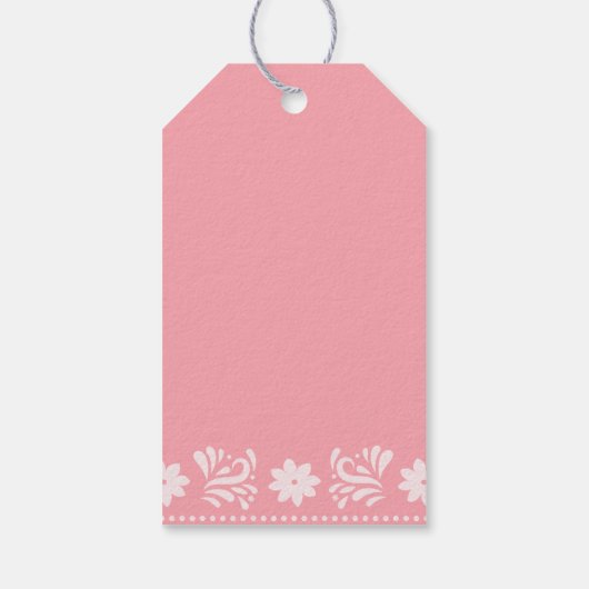 Pink Talavera Mexicaans Baby shower Dank u Cadeaulabel (Achterkant)