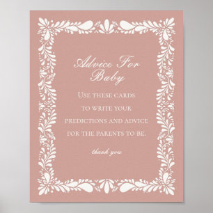 Pink Talavera Tegel Advies voor Baby shower Game Poster