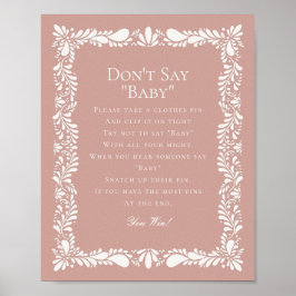 Pink Talavera Tegel Dont Say Baby shower Game Poster