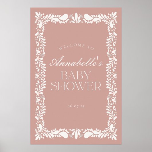 Pink Talavera Tegel Fiesta Baby shower Welkom Poster (Voorkant)