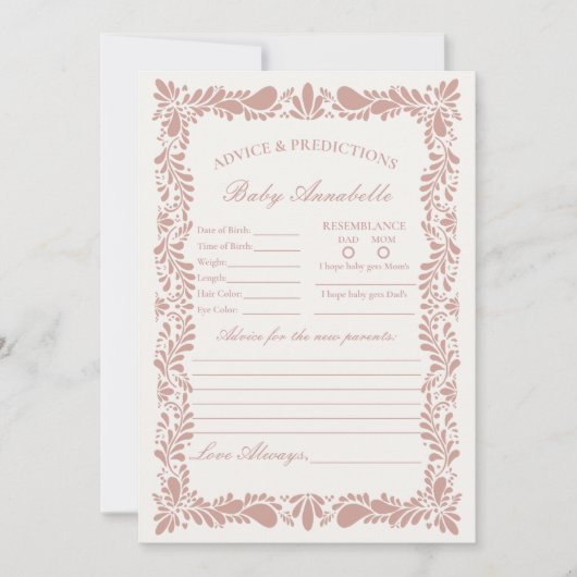 Pink Talavera Tegel Spaans advies voor Baby Kaart (Voorkant)