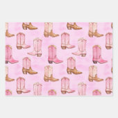 Pink Tan Cowgirl Boots Horses Birthday Inpakpapier Vel (Voorkant)