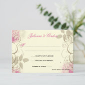 Pink Tan Grunge Swirls laat reactie Kaarten RSVP Kaartje (Staand voorkant)