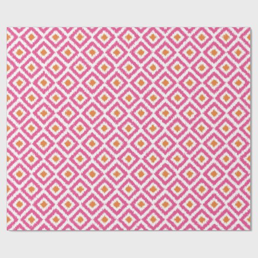 Pink Tangerine Diamonds Ikat Pattern Cadeaupapier (Vlak)