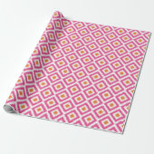 Pink Tangerine Diamonds Ikat Pattern Cadeaupapier (Uitgerold)