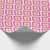 Pink Tangerine Diamonds Ikat Pattern Cadeaupapier (Hoek)