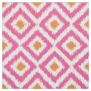 Pink Tangerine Ikat Diamonds op grote schaal Stof