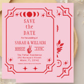 pink tarot Goth save the date wedding Invitation Kaart