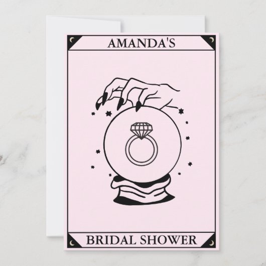 Pink Tarot Kaart Vrijgezellenfeest Celestial Invit (Voorkant)