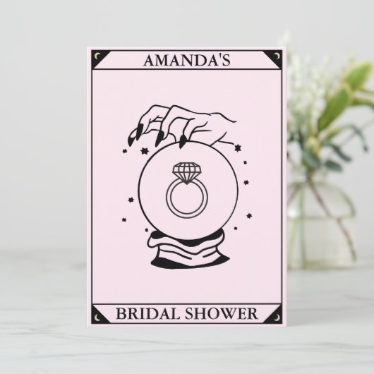 Pink Tarot Kaart Vrijgezellenfeest Celestial Invit (Staand voorkant)