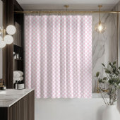 Pink Tartan Curtain Soft Trendy Bathroom Accent Douchegordijn