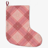 Pink Tartan Dog Christmas Stocking Grote Kerstsok (Voorkant)