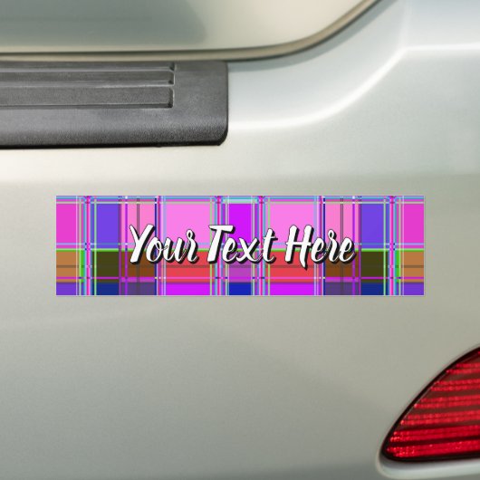 Pink tartan Fabric Pattern Cloth Madras Bumpersticker (Op auto)