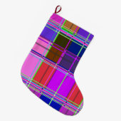 Pink tartan Fabric Pattern Cloth Madras Grote Kerstsok (Voorkant (Hangend))