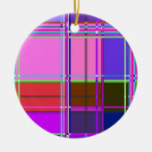 Pink tartan Fabric Pattern Cloth Madras Keramisch Ornament (Voorkant)