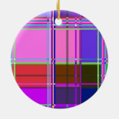 Pink tartan Fabric Pattern Cloth Madras Keramisch Ornament (Achterkant)