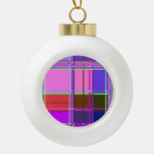 Pink tartan Fabric Pattern Cloth Madras Keramische Bal Ornament (Voorkant)