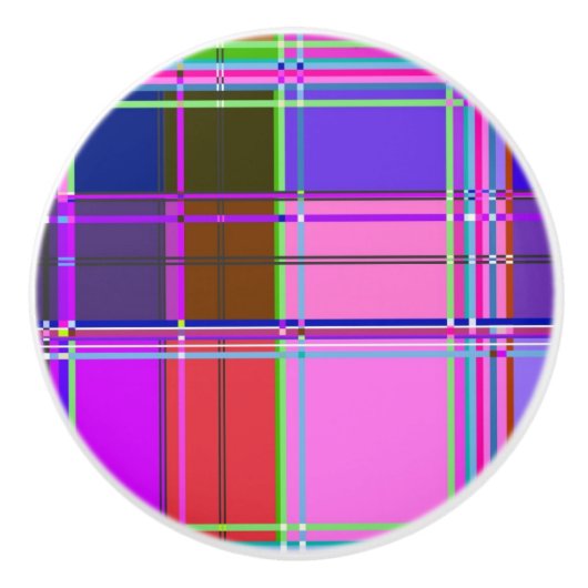 Pink tartan Fabric Pattern Cloth Madras Keramische Knop (Voorkant)