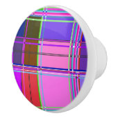 Pink tartan Fabric Pattern Cloth Madras Keramische Knop (Rechts)