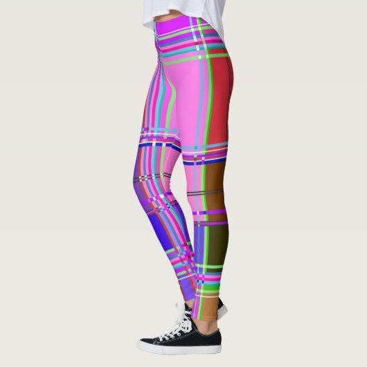 Pink tartan Fabric Pattern Cloth Madras Leggings (Links)